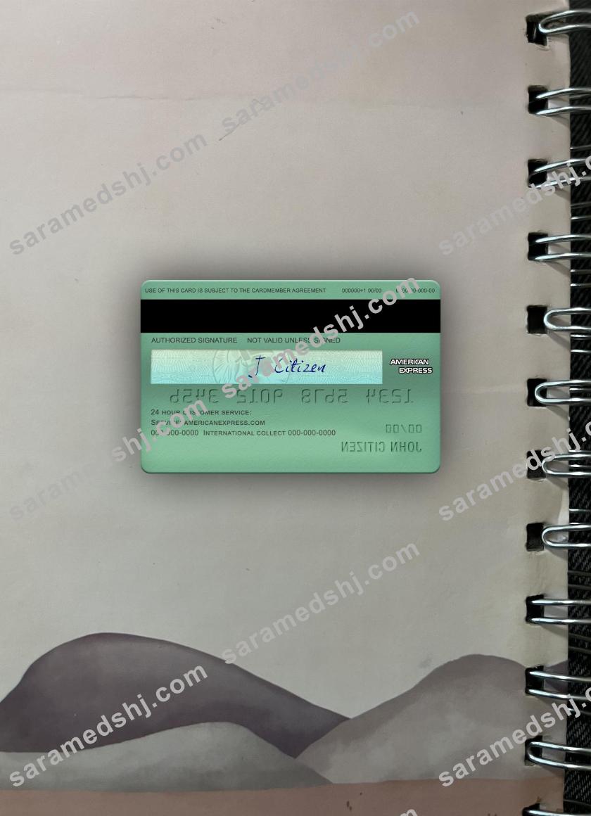 USA Heritage bank AMEX green card photolook back